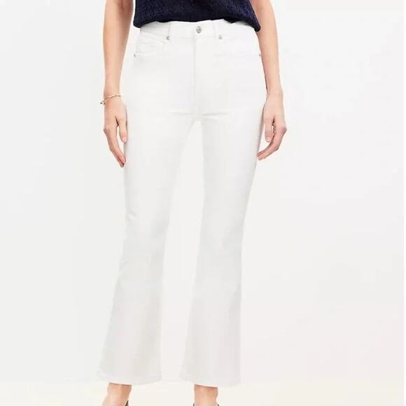Loft NWOT Women's White The Kick Crop Jeans Size 32/14 - Picture 1 of 8